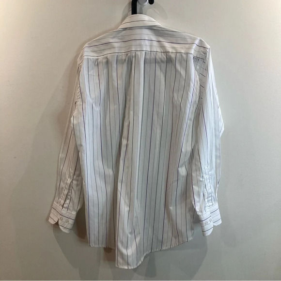 CHRISTIAN DIOR Sz 15-33 Purple Grey Stripe Cotton Blend Vintage Button Up Shirt - Picture 4 of 6